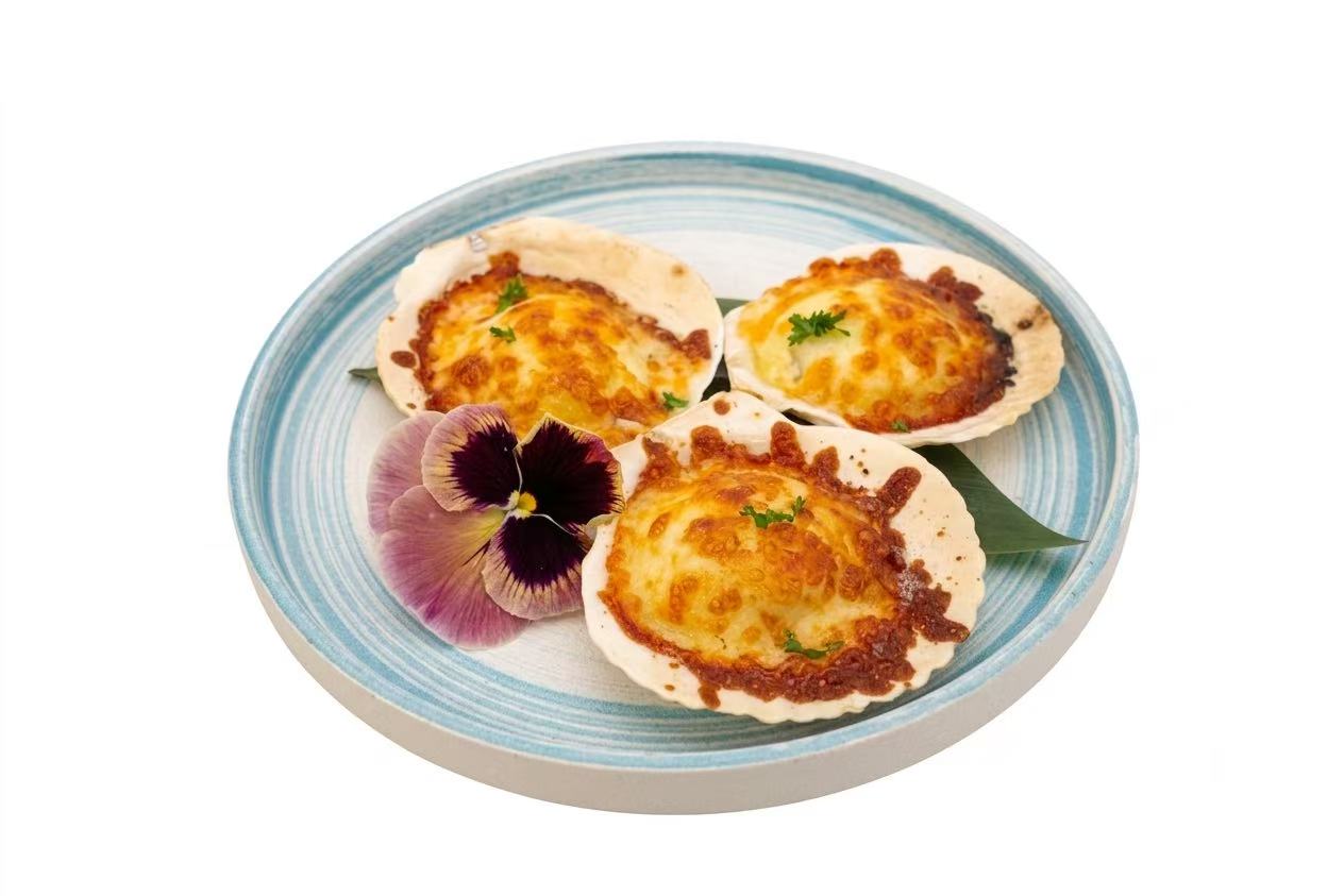 Baked scallops with cheese