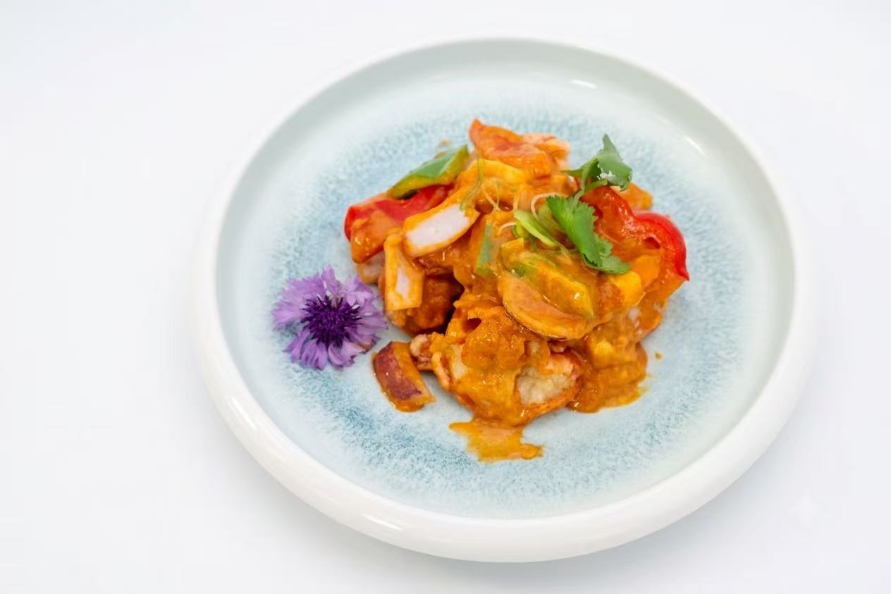 Curry stir-fried shrimp